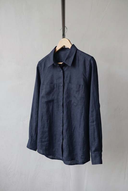 Octavia Navy Blue Linen Shirt