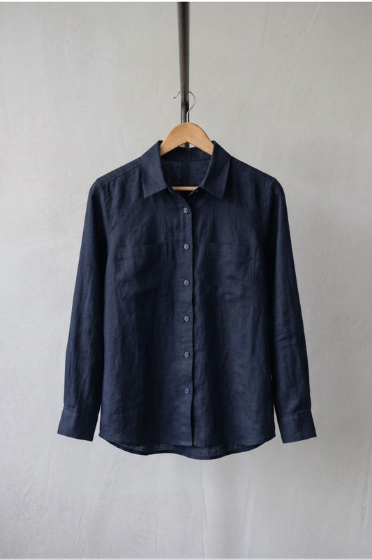 Octavia Navy Blue Linen Shirt