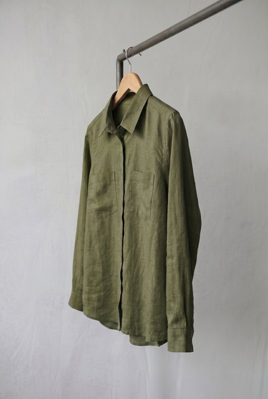 Isadora Olive Green Linen Shirt